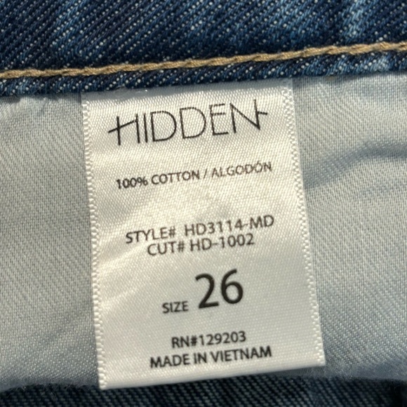 HIDDEN Sz 26 100% Cotton Denim Flare Leg Spot Distressing Jeans - Picture 11 of 11